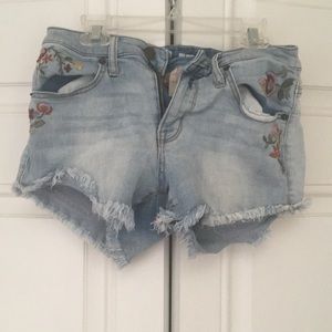 Embroidered Jean Shorts